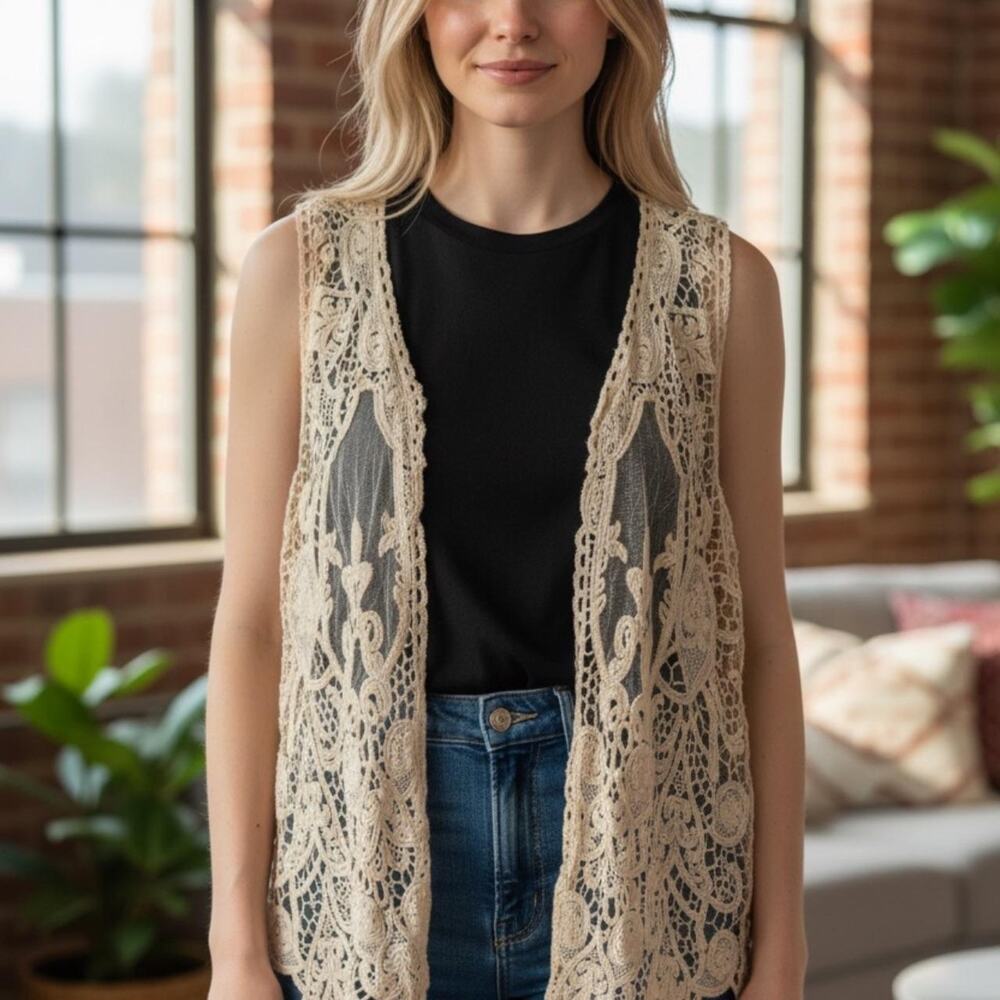 Womens stitch cardigan boho vest